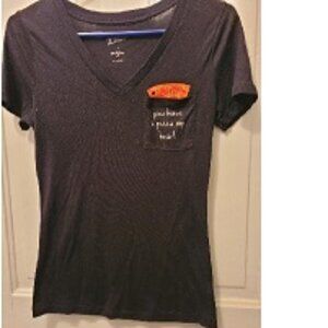 Ladies Pizza Tee Shirt Black Size S